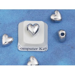 Heart bead, 7.5mm, nickel colour, bag of 20