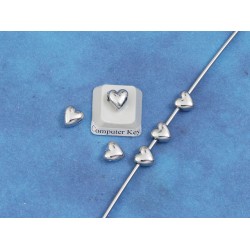Heart bead, 7.5mm, nickel colour, bag of 20