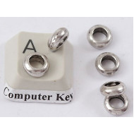 Large hole Donut Rondelle bead 7mm, antiqued silver, bag of 20