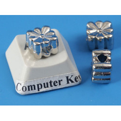 Flower Bead, 8mm, white bronze plate