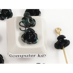 Aluminium Flower Beads, Verdigris Black, bag of 50