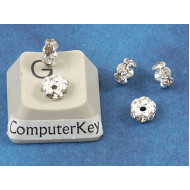 Rondelle, 5mm rhinestone, silver plate