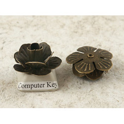 Antique bronze Stamping Flower Bead, 23mm, per 50 pcs