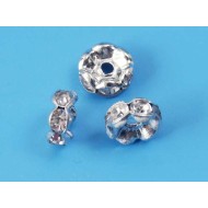 Rondelle, 7mm rhinestone, platinum colour