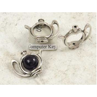 Bead Holder, Teapot, antiqued silver, each