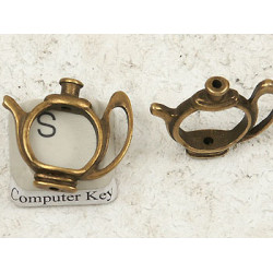 Bead Holder, Teapot, antiqued bronze