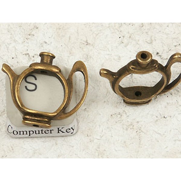 Bead Holder, Teapot, antiqued bronze