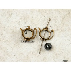 Bead Holder, Teapot, antiqued bronze