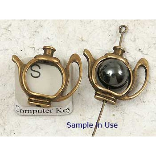 Bead Holder, Teapot, antiqued bronze
