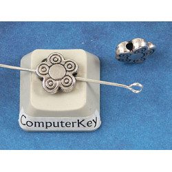 Boho Flower Power Beads, 10mm, antique silver colour