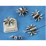 Spider Bead, 14x16mm, ant silver, each