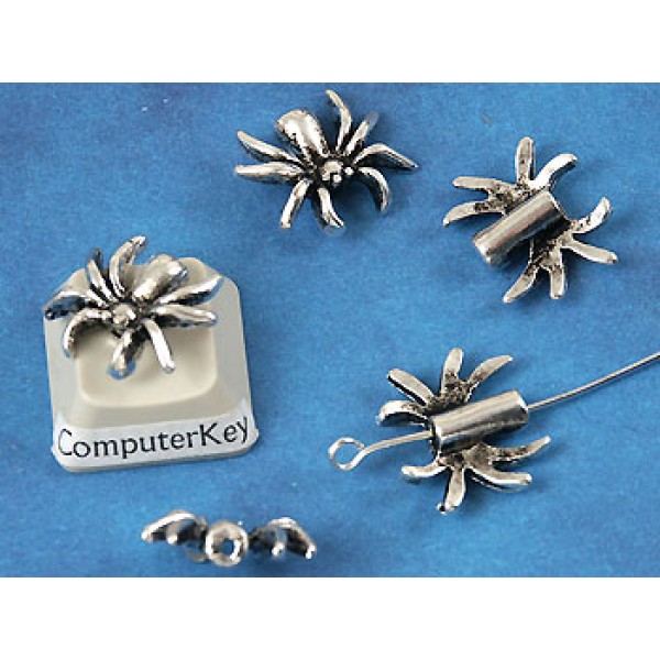 Spider Bead, 14x16mm, ant silver, each