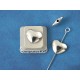 Heart Bead, smooth, silver tone, 11x9mm