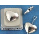 Heart Bead, smooth, silver tone, 11x9mm