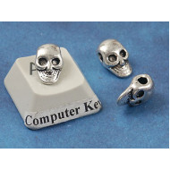 Cute mini skull bead, 3D, antiqued silver, per 50 beads