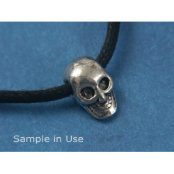 Cute mini skull bead, 3D, antiqued silver, per 50 beads