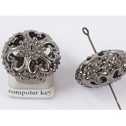 BIG Filigree oval bead, 23mm, gunmetal black