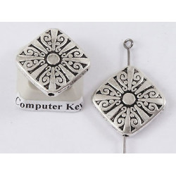 Tattoo Bead, koru spirals Diamond, ant silver