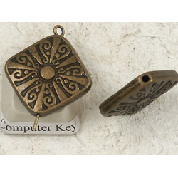 Tattoo Bead, koru spirals Diamond, ant bronze