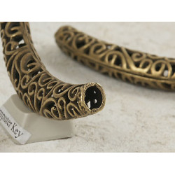 Curved Focal bead, koru spirals design, NF antiqued bronze