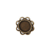 8mm Bronze Flower Pad bezel, charm size, each