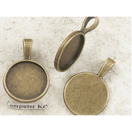 SECONDS: 18mm Round heavy pendant setting bezel, ant bronze. per 50