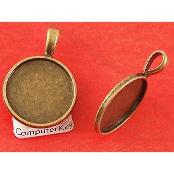 SECONDS 20mm Round pendant setting bezel, ant bronze, per 20pcs