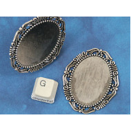 40x30mm Cabochon Bezel form, filigree, antiqued silver