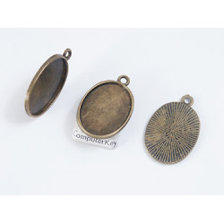 SECONDS: 25x18mm Bezel setting, oval, ant bronze, one loop