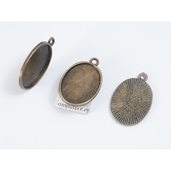 SECONDS: 25x18mm Bezel setting, oval, ant bronze, one loop