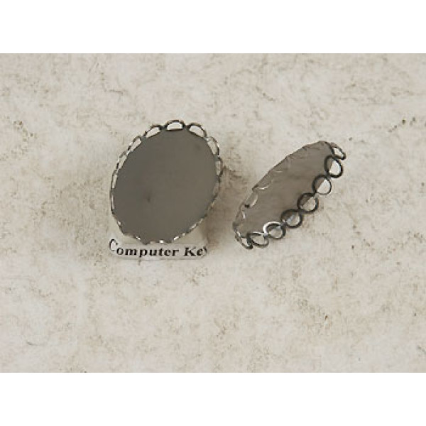 25x18mm Filigree edge bezel setting, black, per 20 pcs
