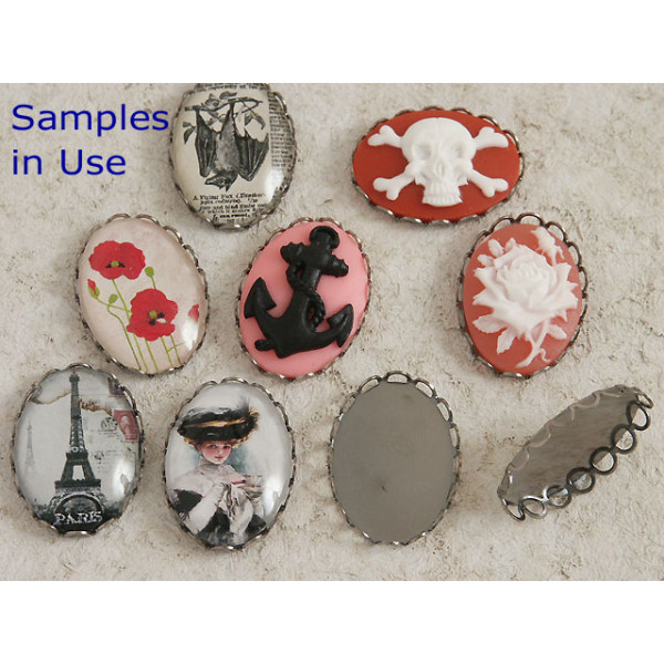 25x18mm Filigree edge bezel setting, black, per 20 pcs