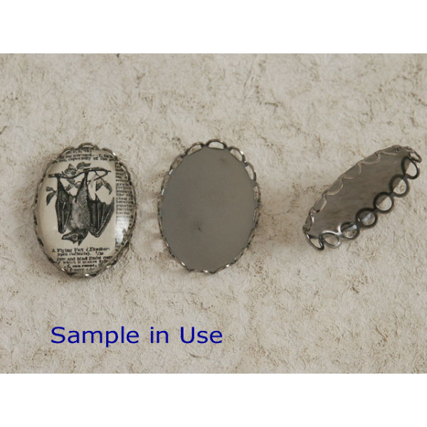 25x18mm Filigree edge bezel setting, black, per 20 pcs