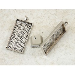 50x25mm Oblong pendant setting bezel frame, Bright silver