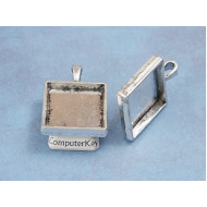 20mm Square heavy pendant setting bezel, ant silver