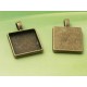 20mm Square heavy pendant setting bezel, ant bronze