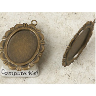 18x13mm, Cabochon bezel setting, antiqued bronze plate, 1 Loop, per 10 