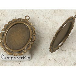 18x13mm, Cabochon bezel setting, antiqued bronze plate, 1 Loop, per 10 