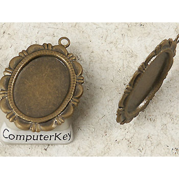 18x13mm, Cabochon bezel setting, antiqued bronze plate, 1 Loop, per 10 
