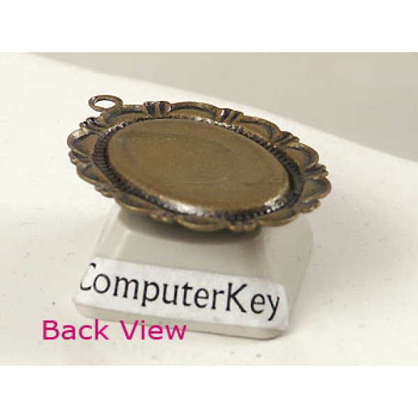 18x13mm, Cabochon bezel setting, antiqued bronze plate, 1 Loop, per 10 