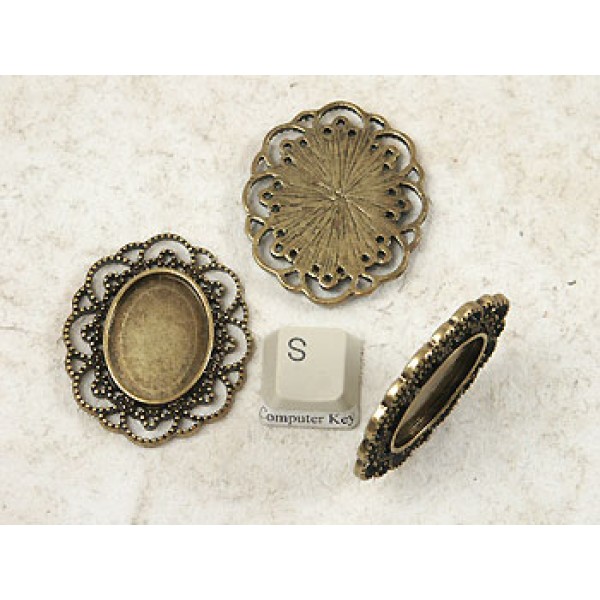 SECONDS 24x18mm Cabochon Bezel form, antiqued bronze, per 10