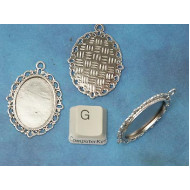 25x18mm fine oval Bezel setting, fancy filigree, ant silver