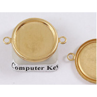 15mm Cabochon bezel setting,  round, brass, 2 Loops, each
