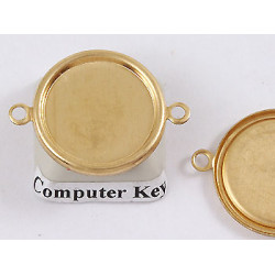 15mm Cabochon bezel setting,  round, brass, 2 Loops, each