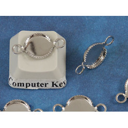 8mm bezel setting, round, 2 loops integral, nickel colour, per 10