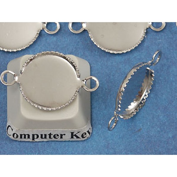 12mm bezel setting, round, 2 loops integral, nickel colour