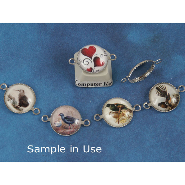 14mm bezel setting, round, 2 loops integral, nickel colour, per 10 