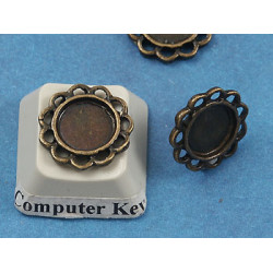 CLEARANCE: 8mm ant. bronze Flower Pad bezel, charm size, per 20
