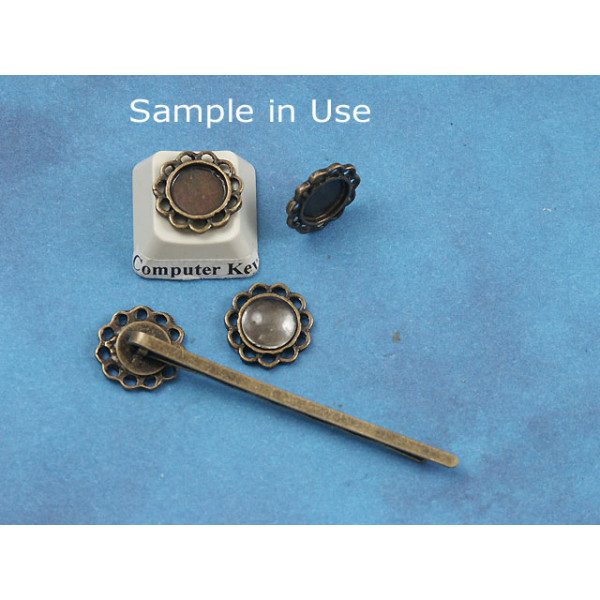 CLEARANCE: 8mm ant. bronze Flower Pad bezel, charm size, per 20