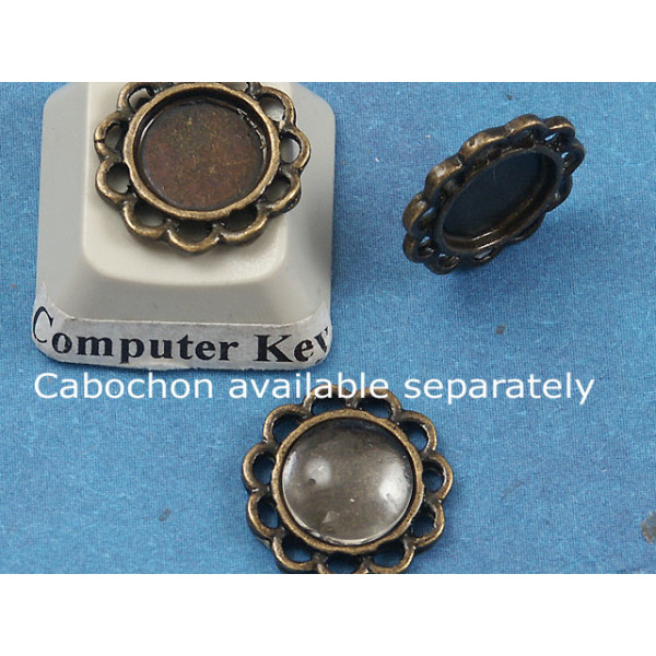 CLEARANCE: 8mm ant. bronze Flower Pad bezel, charm size, per 20